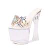 Fashion 17cm Women's High Heel Stiletto Party Shoes Crystal Sole Dance Shoes with Rhinestones for Nightclub Performance