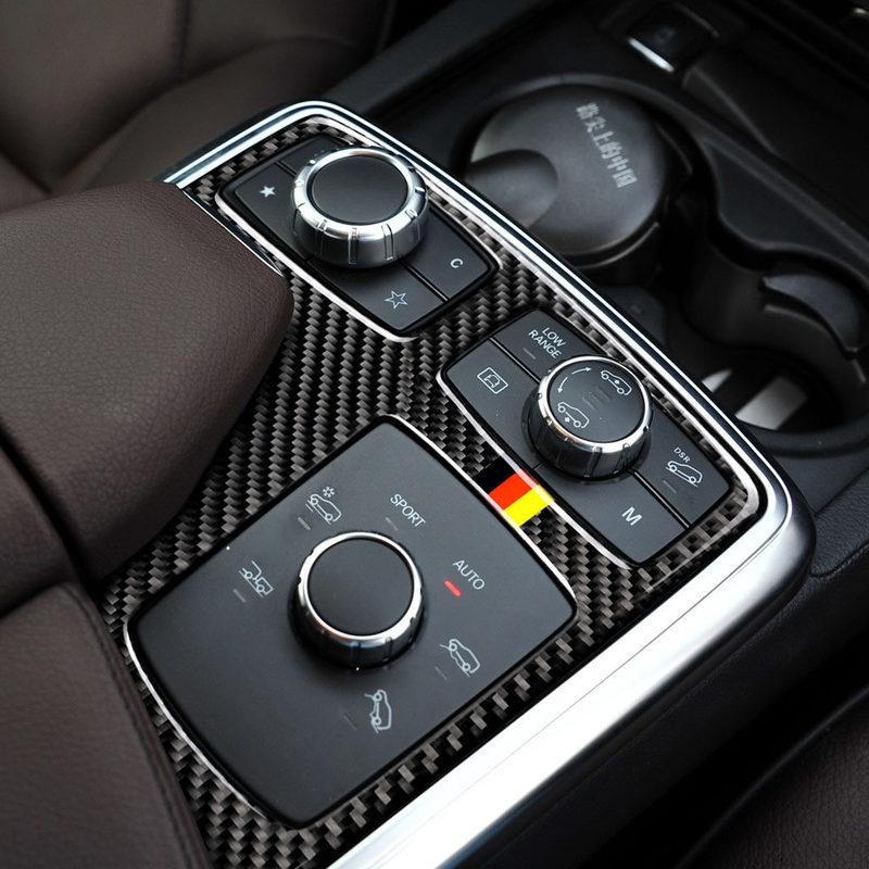 For Mercedes Benz GLE GLS M Class W166 X166 W164 Car Styling Carbon Fiber Center Control Armrest Multimedia Panel Cover Trim