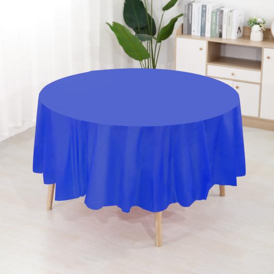 10Pcs Plastic Table Cloth 84 Inch Disposable Tablecloth Easy Cleaning Round Table Cover Parties Picnic Birthday Wedding Supplies