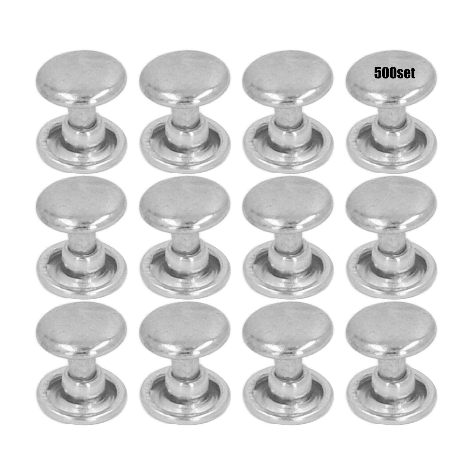 

500set Metal Studs Rivets 8mm DIY Iron Double Flat Uniform Coating Electroplating Process Leather Hardware Supplies срібний