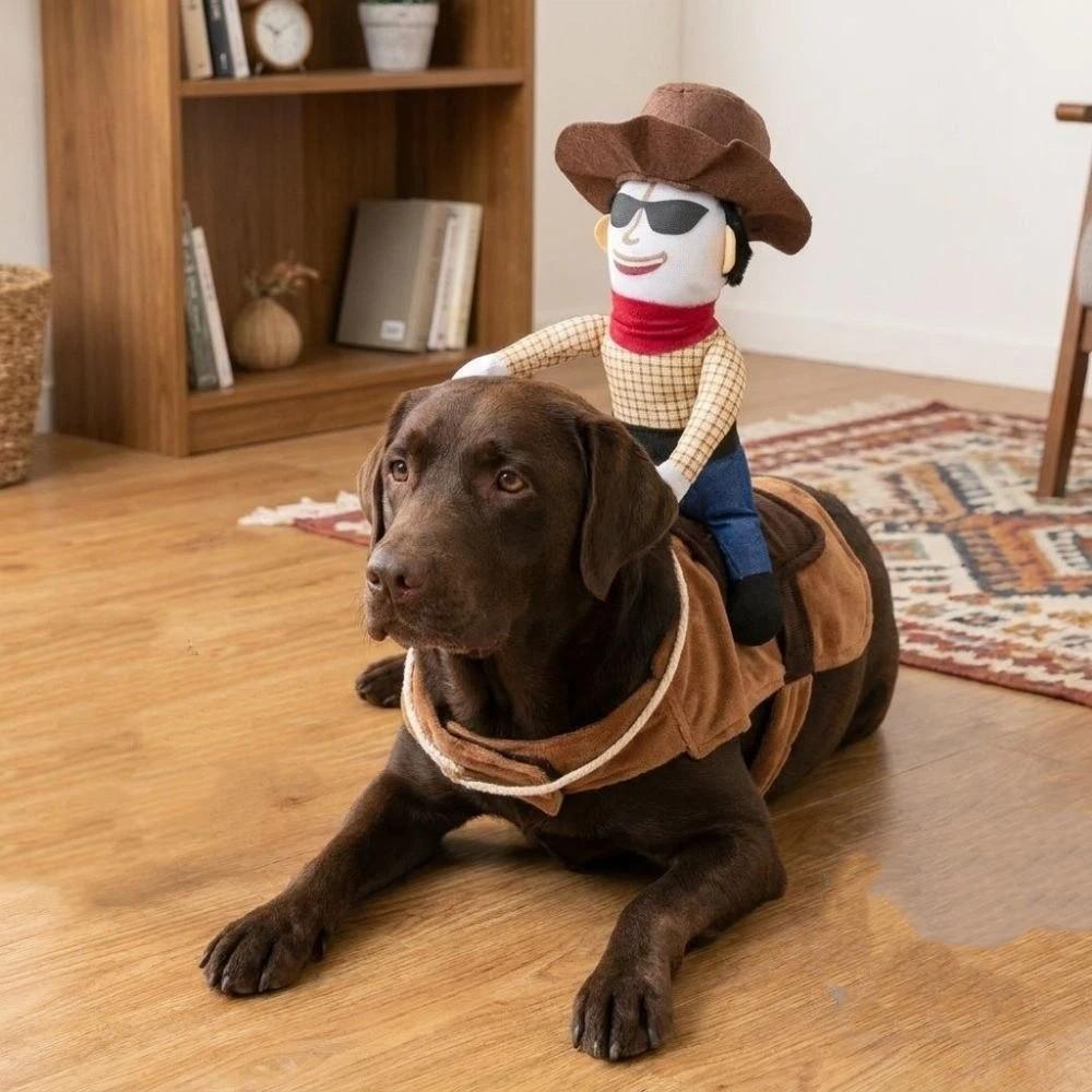 Novelty Dog Riding Denim Clothing Adjustable Cat Party Dressed Up Dog Cosplay Costumes Photo Prop