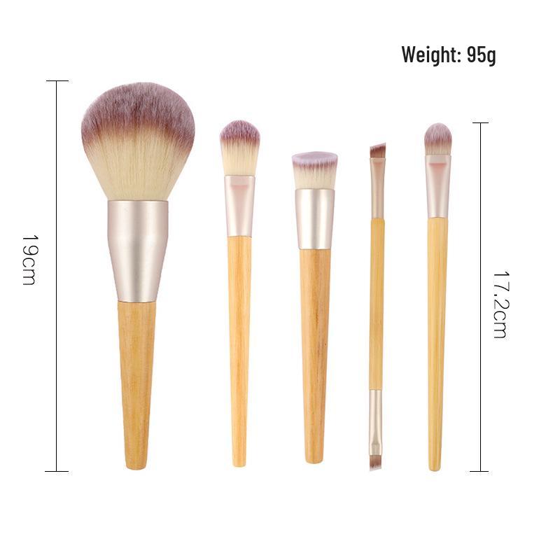 Bamboo Handle Makeup Brush Set: Includes Powder, Concealer, Foundation, Mask, and Eyeshadow Brushes