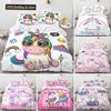 Cartoon Unicorn Duvet Cover King Queen Lovely White Mythical Animal Bedding Set Kids Girl Colorful Rainbow Polyester Quilt Cover