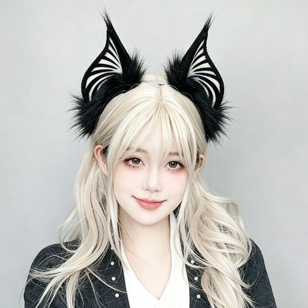 Anime Style Bat Headband Plush Cosplay Ears Headband Spooky Plush Headband  Anime Convention