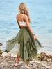 Women's Bohemian Maxi Skirt Flowy Asymmetric High Low Hem Casual Skirt