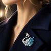 Crystal Swan Brooch Women Luxury Fashion Gradient Wing Pin Elegant Wedding Evening Suit Coat Accessory Jewelry Gift