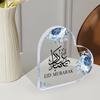 2D Flat, Classic Heart-Shaped Acrylic Eid Mubarak Desktop Decoration Plaque, Suitable for wall Decoration, porch, Room, Villa, accents Home, Hallway,