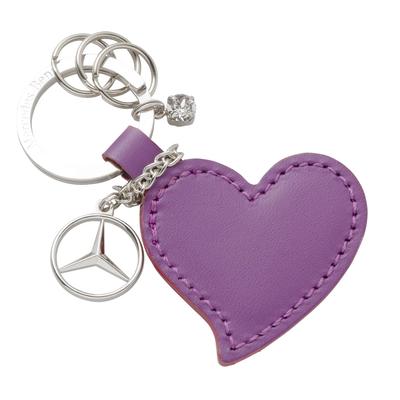[Mercedes-Benz Collection] Genuine Heart Keyring, Smooth Leather, Purple