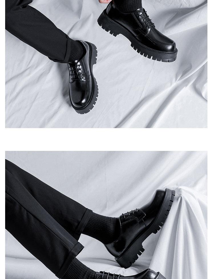 2025 Spring Youth Round Toe Low Heel Lace-up Casual Leather Work Shoes