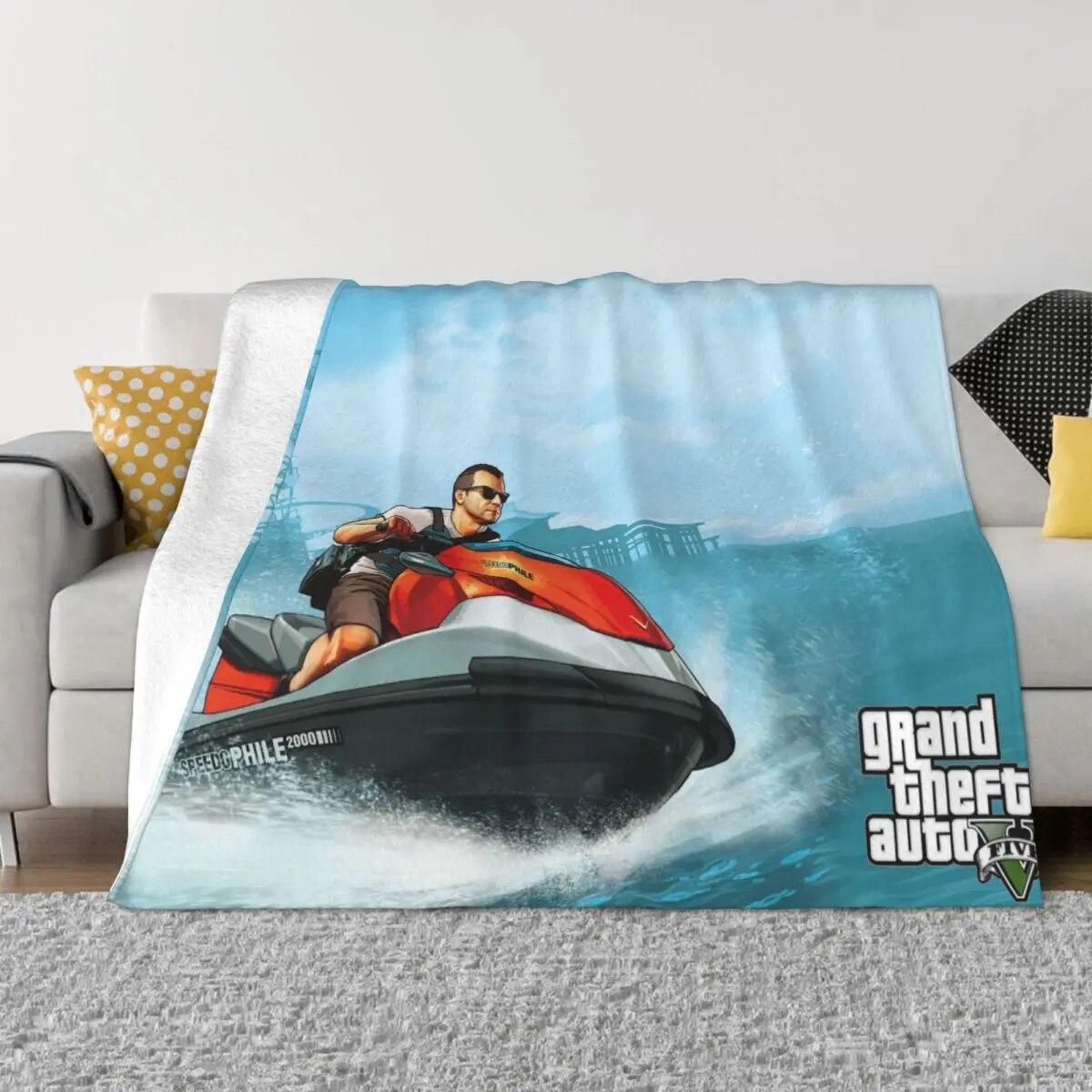 

Grand Theft Auto Blankets Flannel Textile Decor Multifunction Super Warm Throw Blankets for Bed Bedroom Quilt