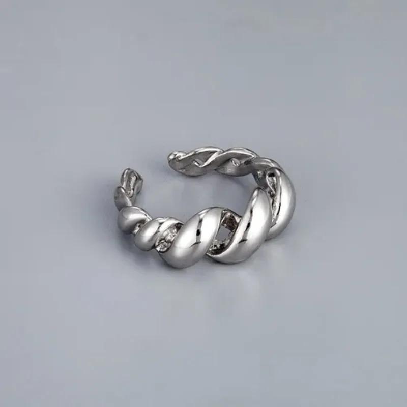 Silver Simple Punk Hollow Rings for Women Geometric Fashion Open Adjustable Handmade Party Jewelry Gift Allergy Engagement Ring