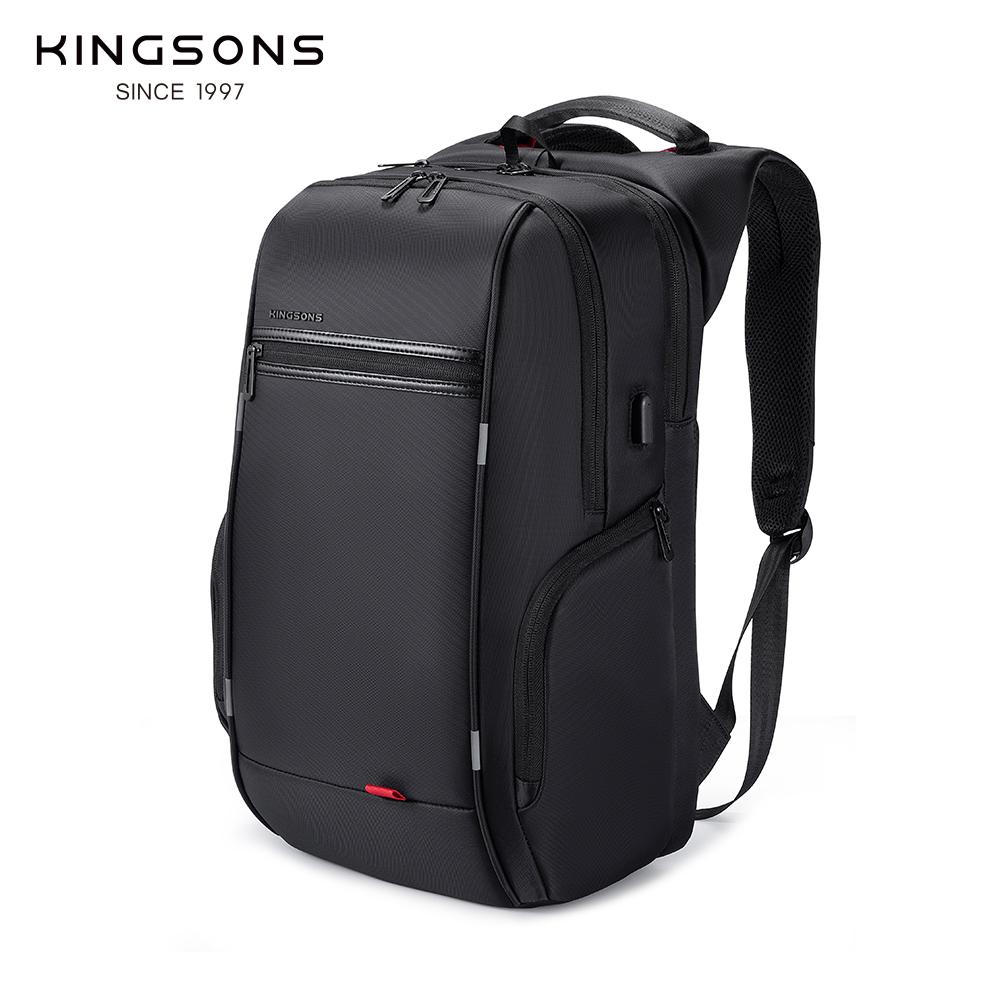 Men’s Backpacks Kingsons For 15.6,17 Inch Laptop With Type-C USB Charging Port Waterproof Business Black KS3140-AC/AD