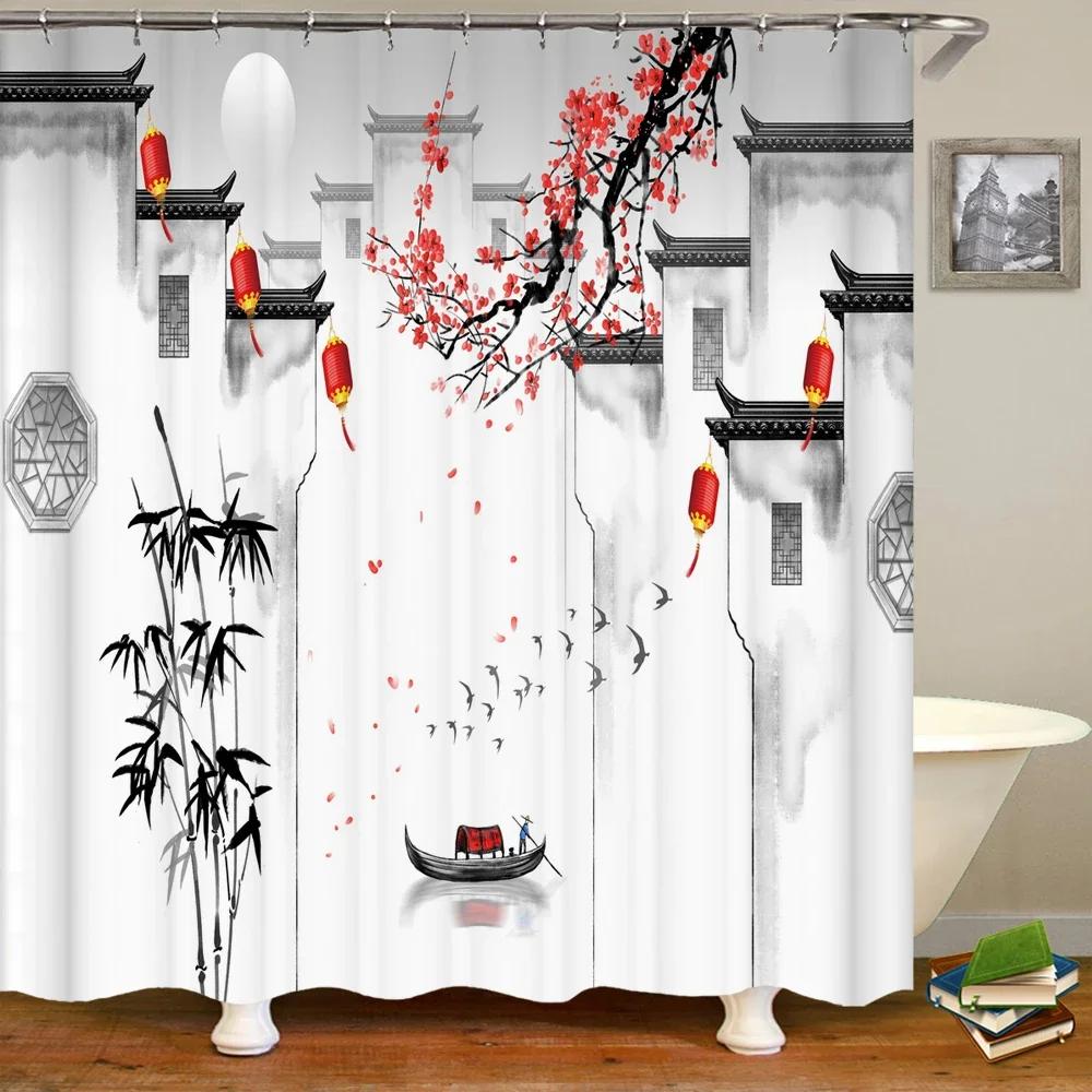 3d Shower Curtain Japanese style landscape Waterproof Bathroom Curtain With Hooks Home Decoration Washable Polyester Bath Screen