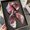100% Pure Silk Square Scarf Women Black White Camellia Print 68x68cm Lightweight Elegant Wrap Office Casual Wear