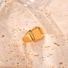 Square Signet Ring for Men Women,Gold Color Stainless Steel RingMinimalist Plain Band Ring,Statement Chunky Ring Band Thumb Ring