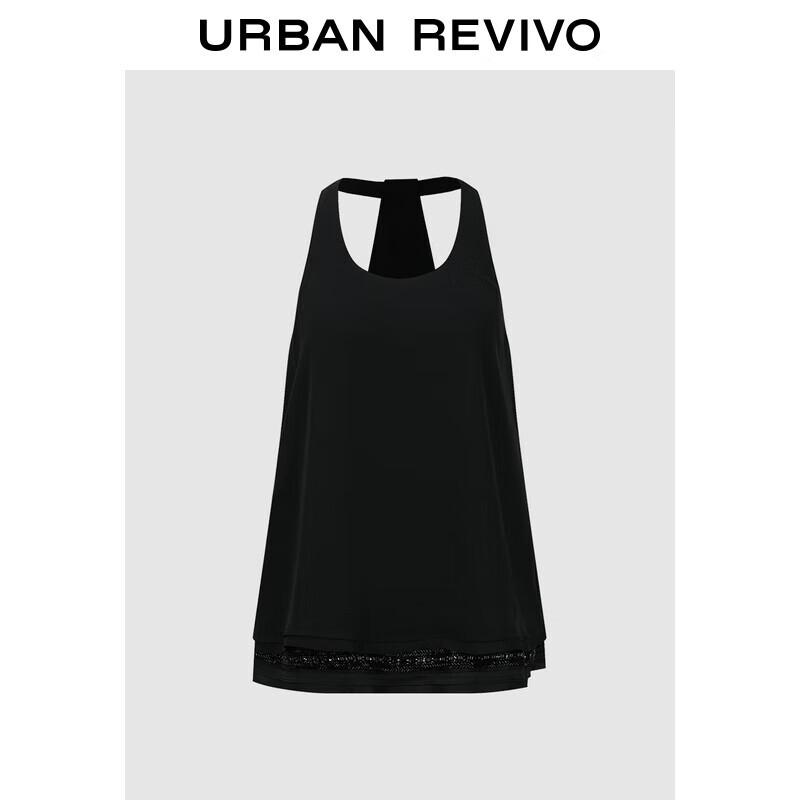 UR 2024 Summer Women s Elegant Beaded Layered Racerback Blouse S