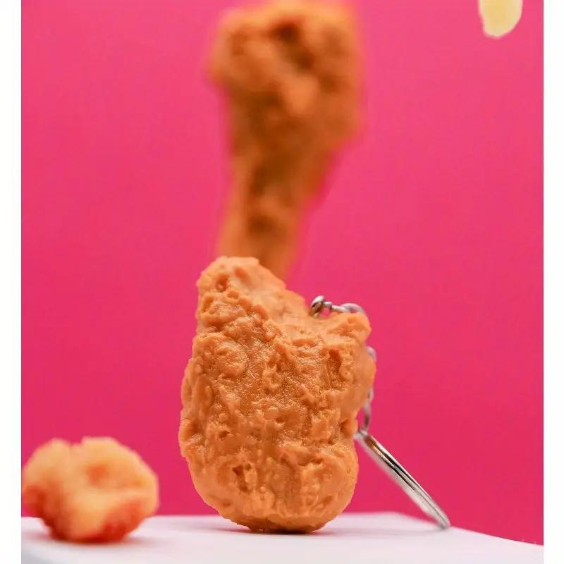 Fake Fried Chicken Leg & Wing Keychain – Realistic Food Model for Display or Decoration