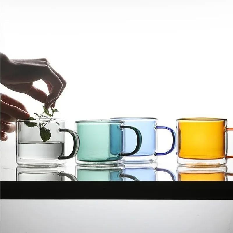 250ml Wine Drinking Tumbler Whiskey Vodka Coffee Juice Water Tea Creative Double Bottom Glass Mugs for Home