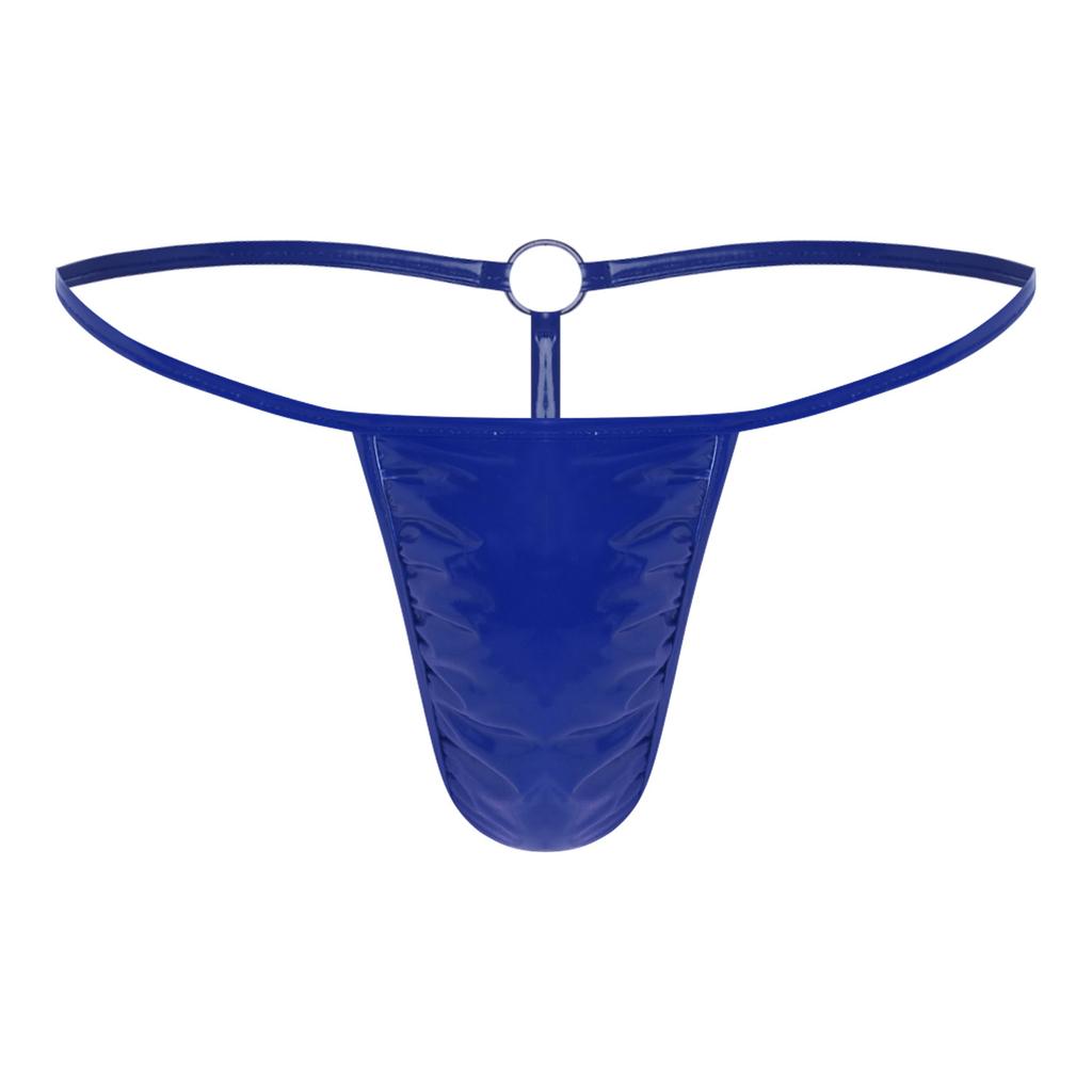 Per Uomo G-string Lucido Perizoma Vita Sottile Tasca Sporgente Anello a O Dorso a T Slip