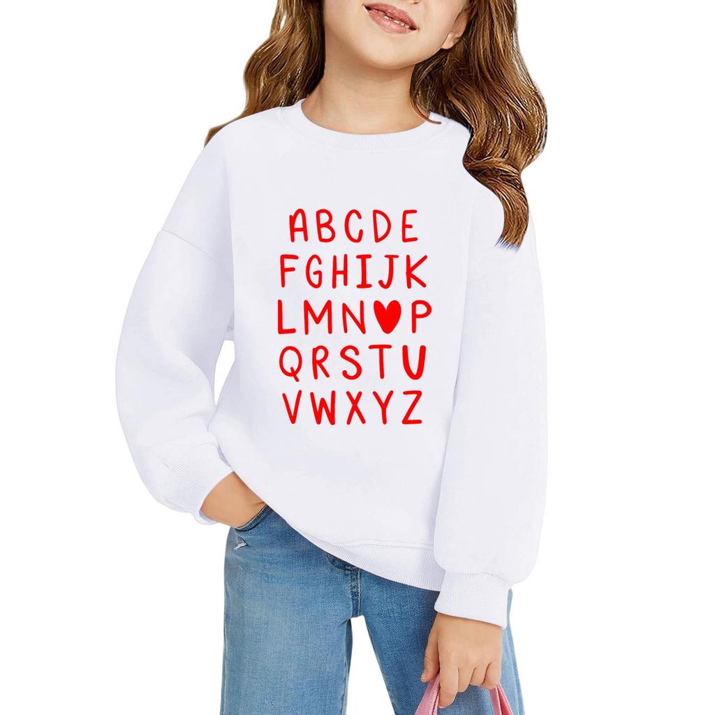 Mädchen Rundhals-Pullover für Kinder Bedruckte Baby-Oberteile Valentinstag