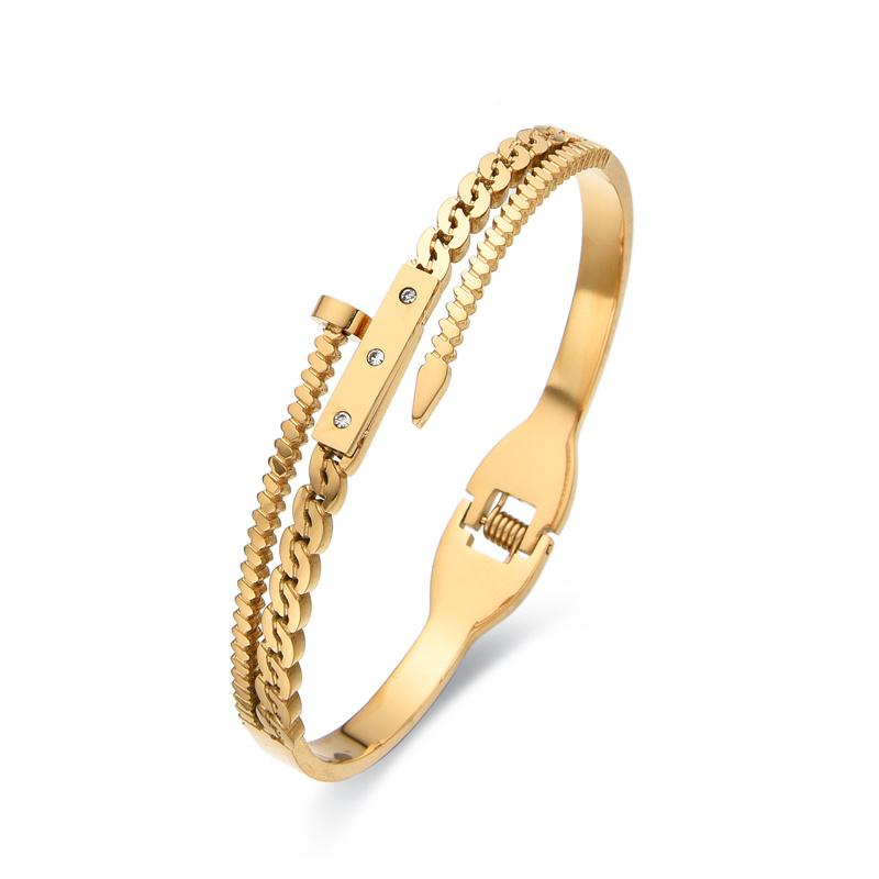 Stainless Steel White Cubic Zircon Bracelet Cross Design Arrow Bangle for Women Spring Cuff Chain Luxury Jewelry