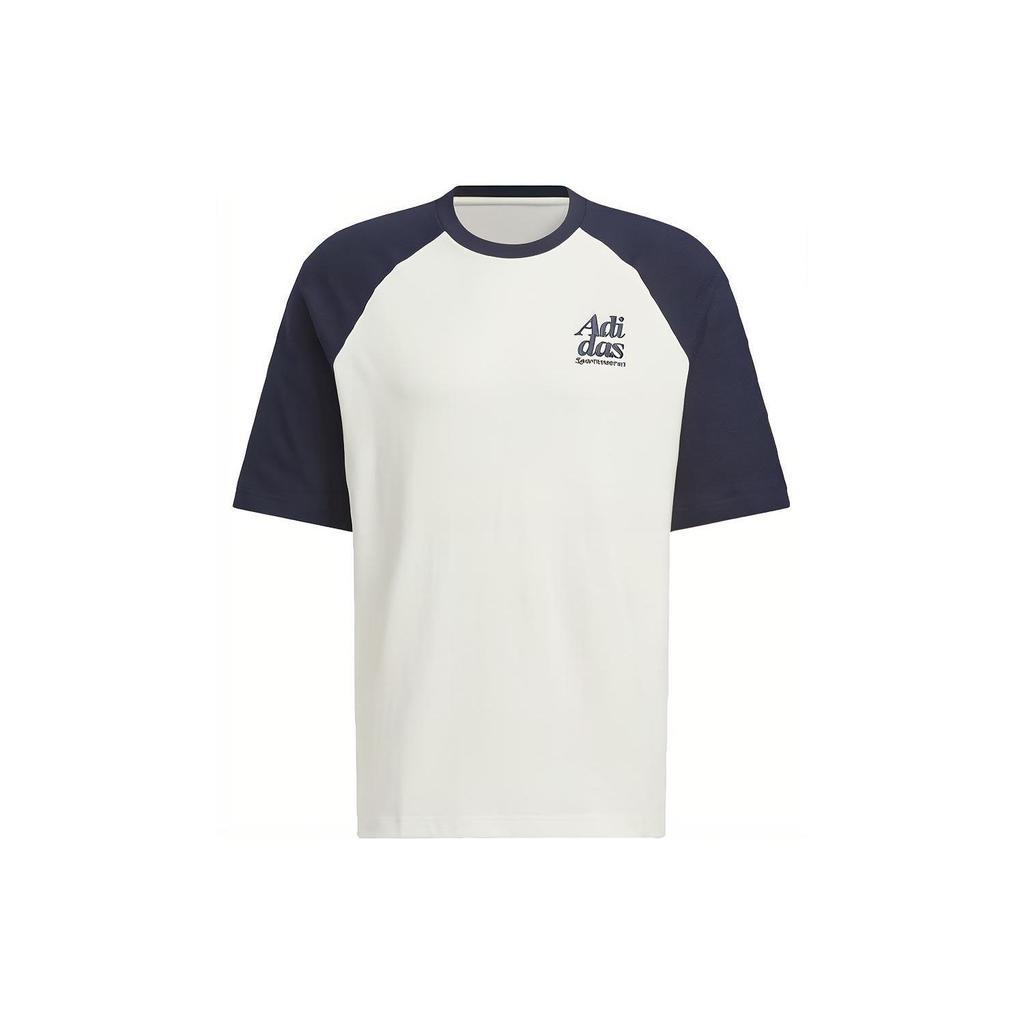 Adidas Printed Splice Contrast Sports Training Crew Neck Short Sleeve T-Shirt Men Tops White JI6854