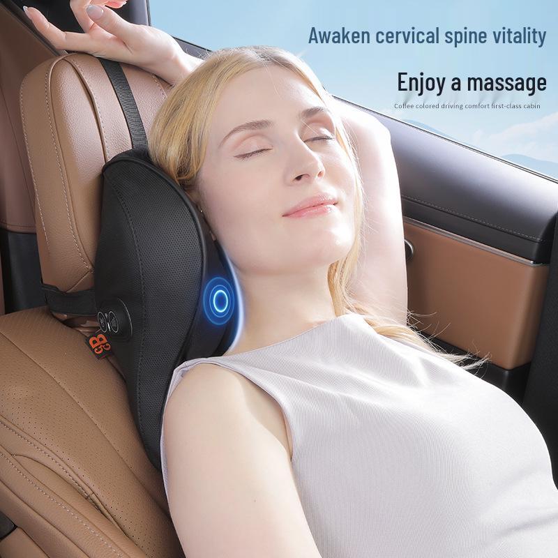 Electric Massage Lumbar Support Pillow - Memory Foam Car Seat Cushion with Remote Control.