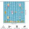 Modrý mořský panna sprchový závěs s potiskem jednorožce a kočky pro dětskou koupelnovou dekoraci, roztomilý design mořského života s bublinkami, látková sada koupelnové předložky (180x