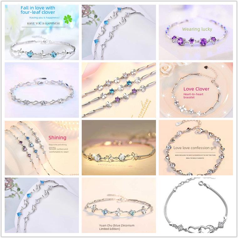 Four-Leaf Clover Handmade Lucky Bracelet for Women, Simple European and American Style, Perfect for Students and Friends
