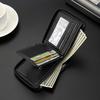 Men’s PU Leather Zip Around 3 Folding Wallet RFID Card Holder ID Window Coin Pocket Short Compact Wallet Cash Purse
