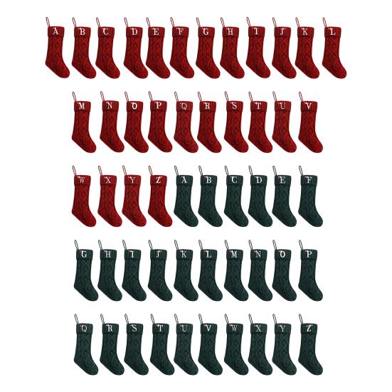 Christmas Stockings with Initials 18" Large Embroidered Monogram Knit Christmas Stocking Holiday Family Stocking for Fireplace Party Decoration