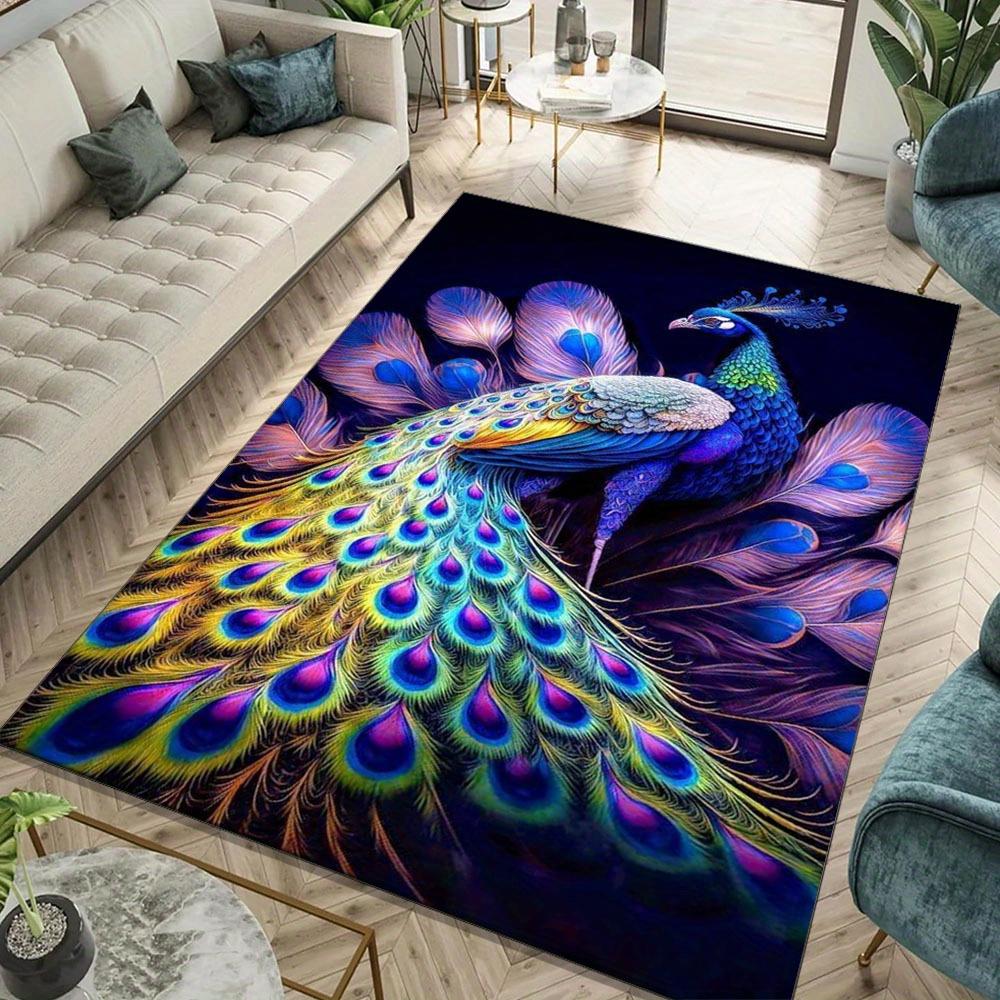 

1 шт. Роскошный ковер из хрустального бархата с павлином - Полиэстер, Сверхпрочный, Противоскользящий коврик для стула, для офиса, кухни, гостиной 50x80cm