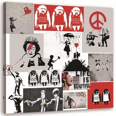 Canvas Print, Banksy Mural Art Collage
