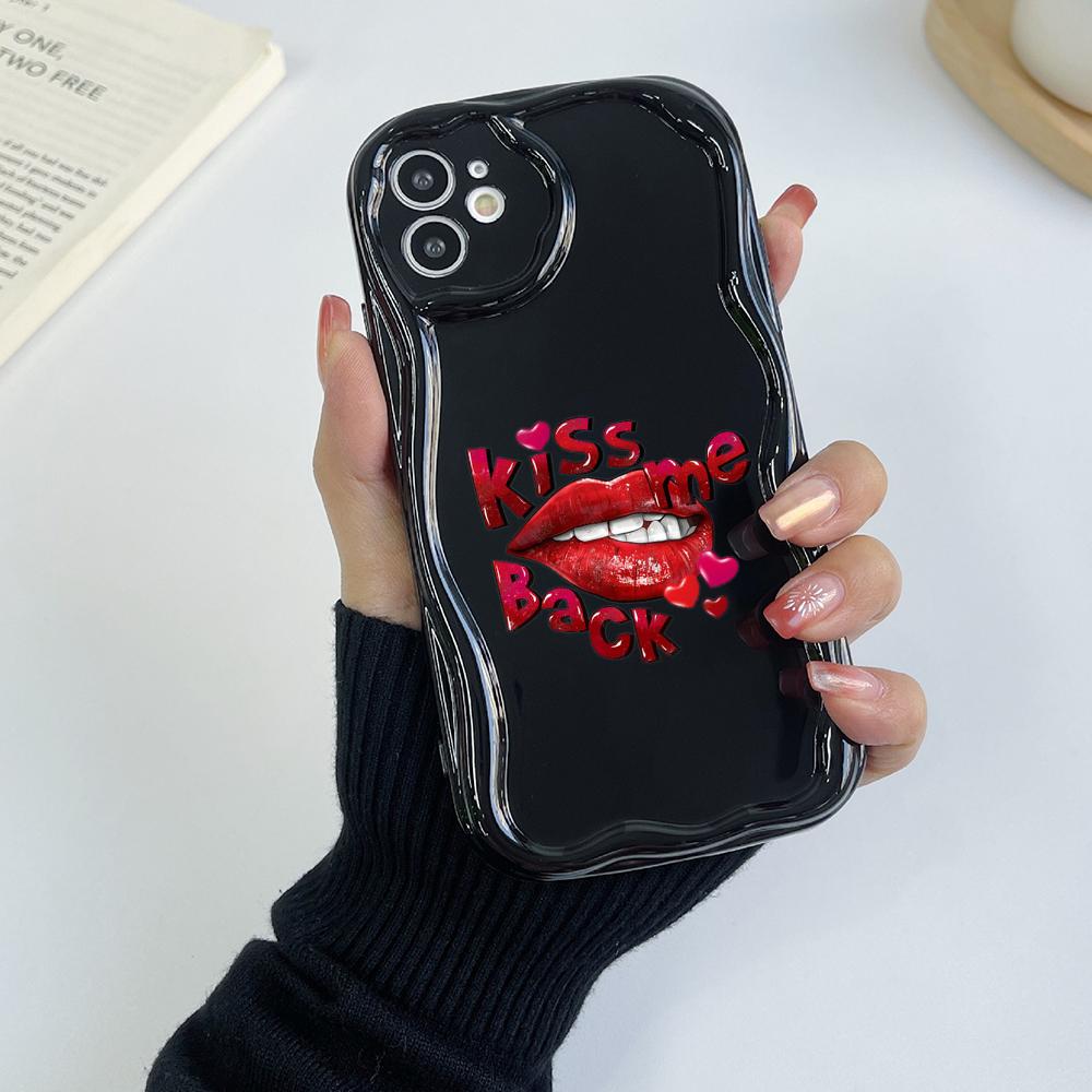 LZ21 Lips kiss design art Clear Soft Wave Phone Cases for Samsung S24 S23 Ultra S20 FE A54 A14 A52s A51 S10 Huawei Honor 90 Protection Back Cover