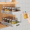 2 Tier Pull Out Plastic Storage Rack Large Capacity Kitchen Cabinet Storage Organizer Drawer Spice Jar Storage Shelves