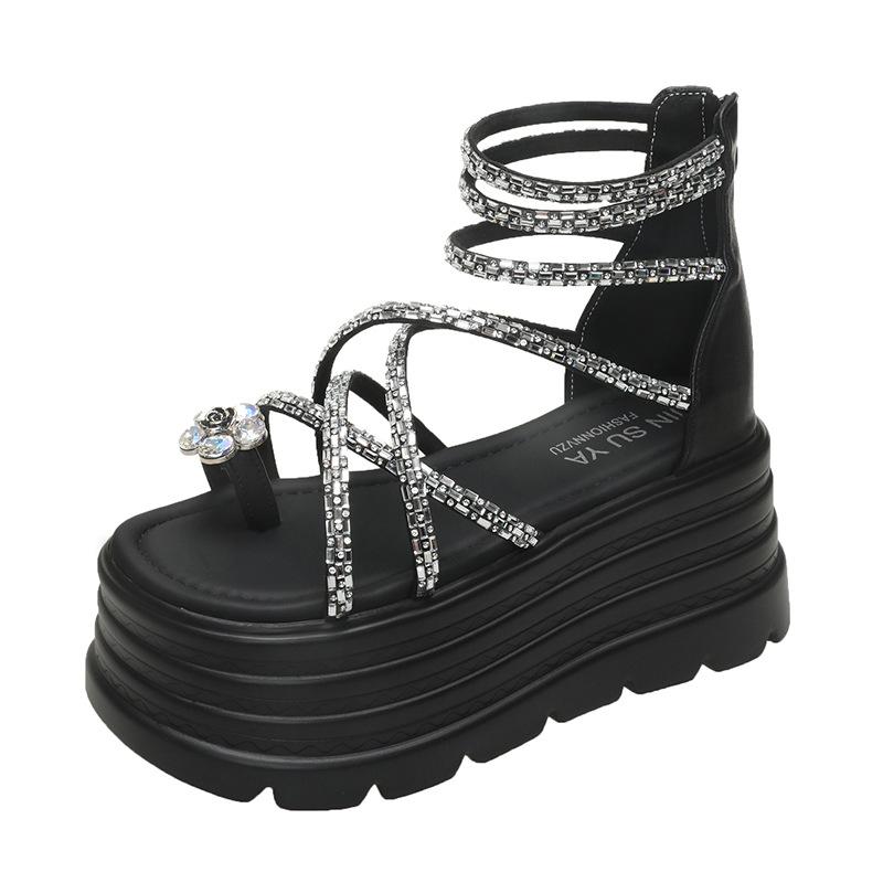 

Women s 2025 new summer super fire retro versatile small thick-soled Korean Roman shoes with skirts and sandals 39 чёрный