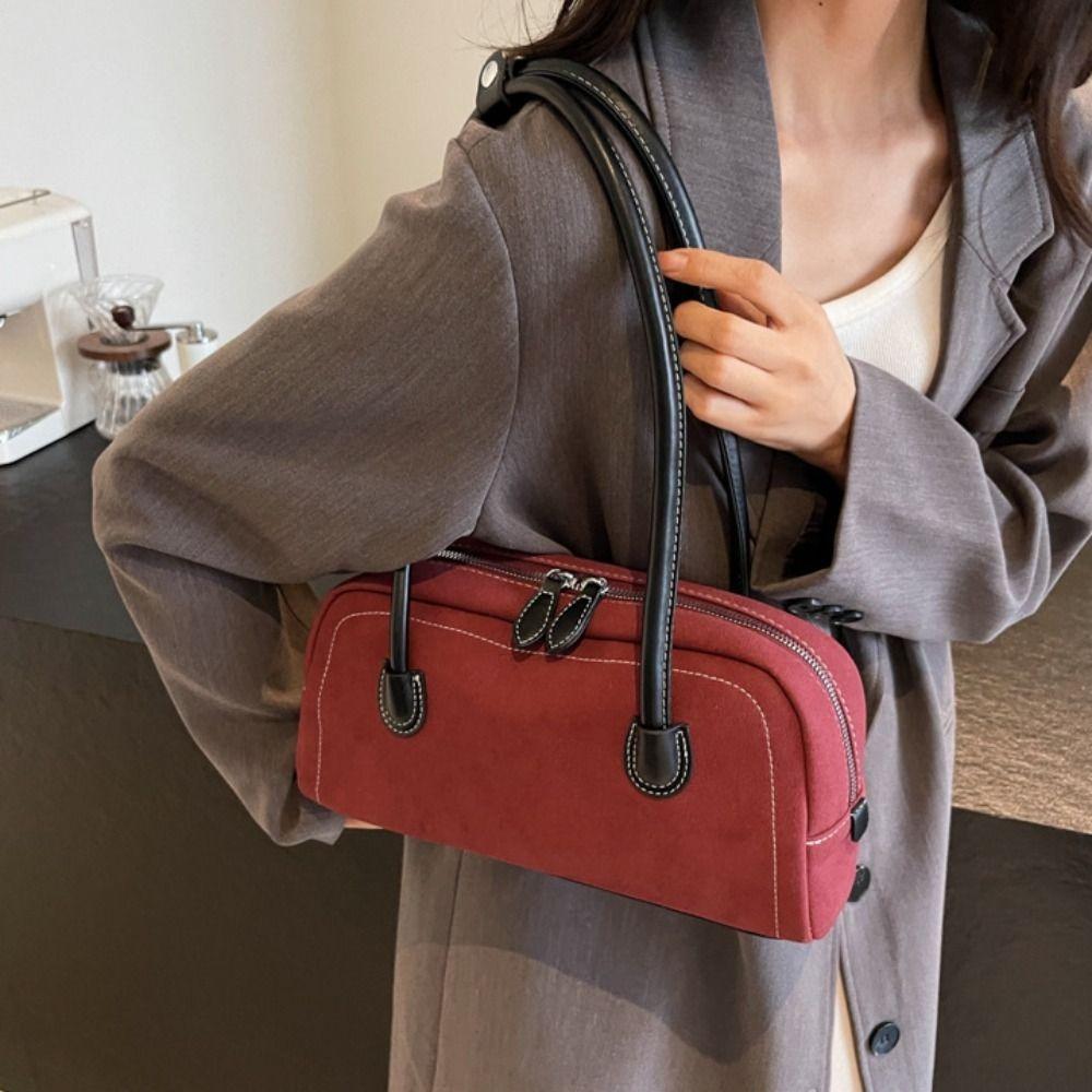 Aesthetic Faux Suede Bag Vintage Single Shoulder Bag Fashion Underarm Bag  Commute