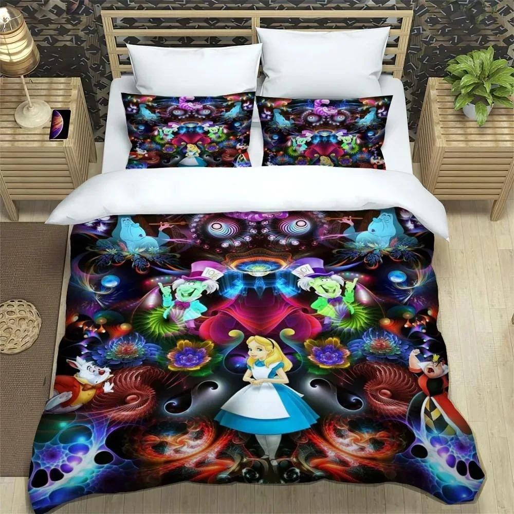 Alice In Wonderland Anime Bedding Set Printed Soft Bedding Set Duvet Cover Children Adult Birthday Gift