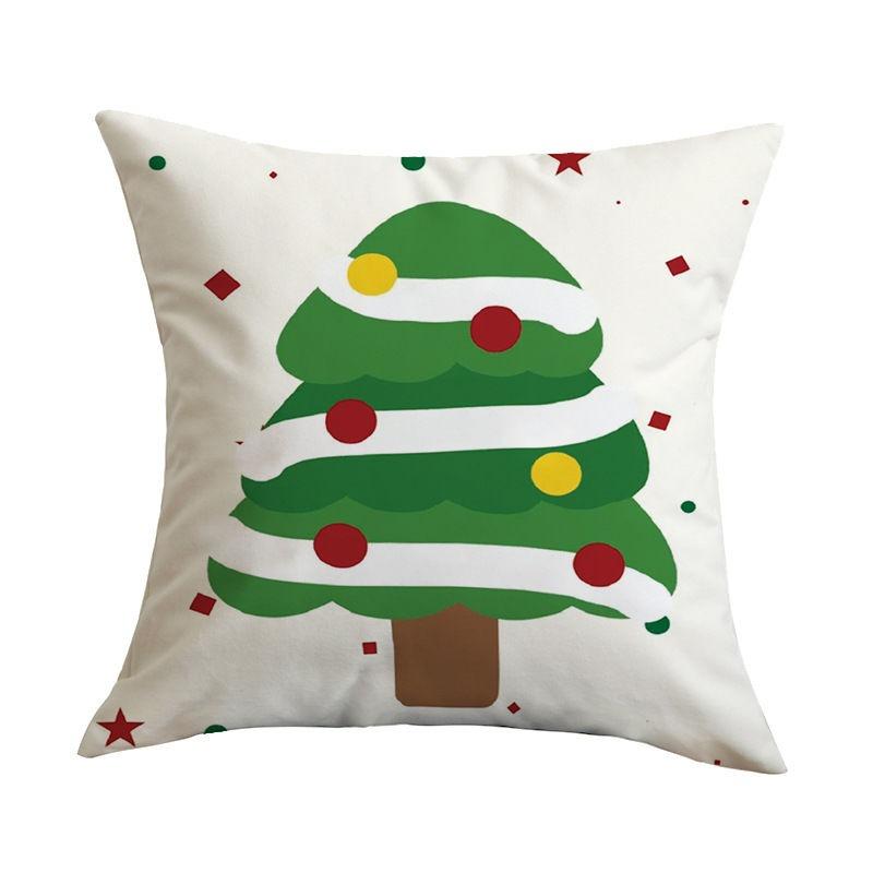 Merry Christmas Tree Throw Pillow Cover, Festive Embroidered Cushion Case for Home Decor