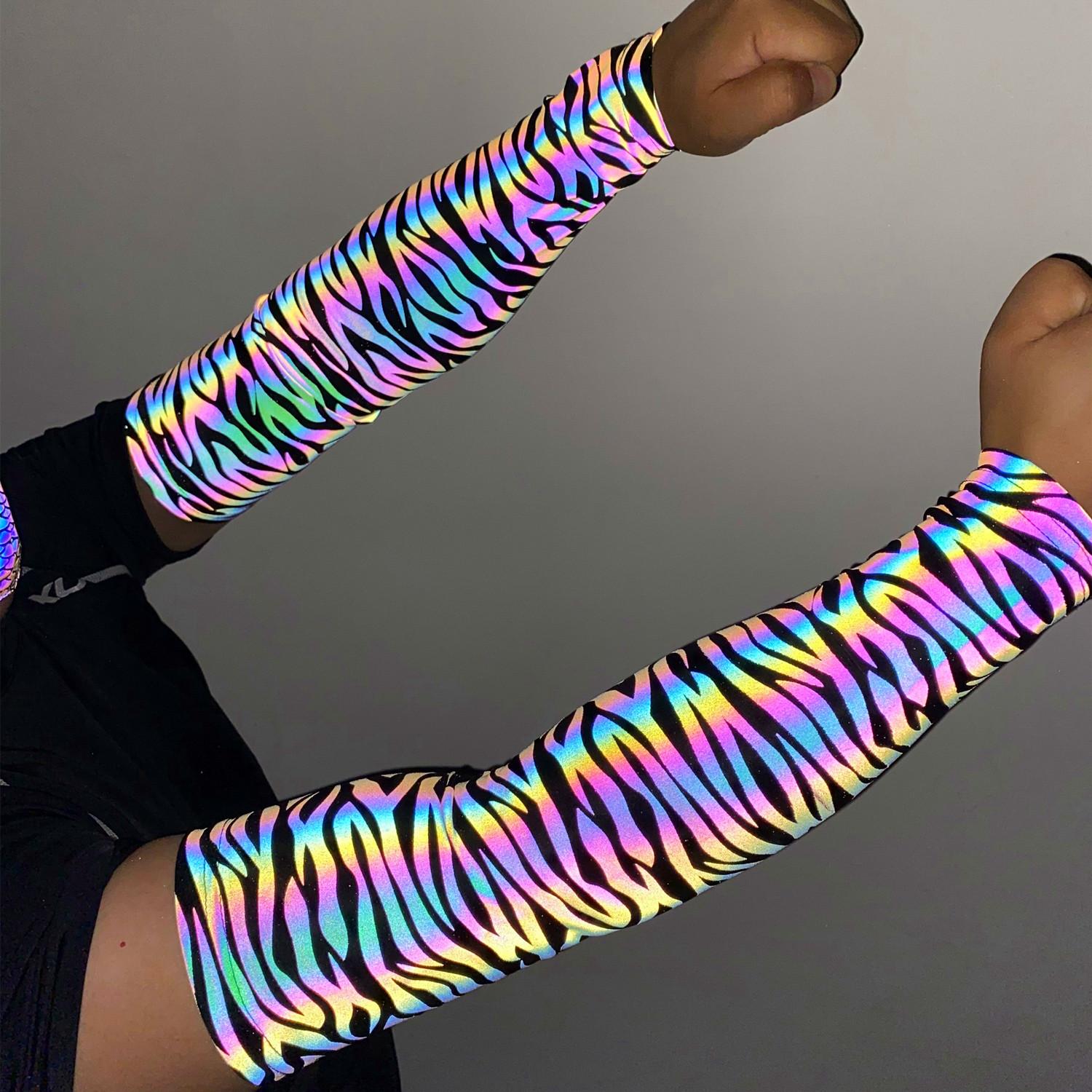 

Men Colorful Reflective Arm Warmers Basketball Running Fitness Arm Sleeves Man Outdoor Cycling Fishing Driving Elastic Mangas S