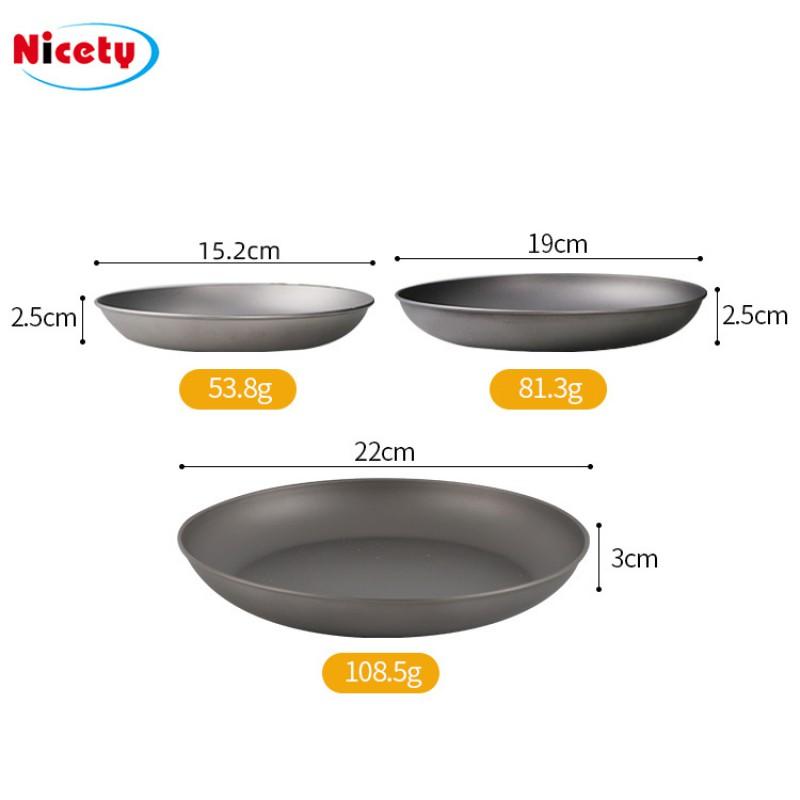 Titanium Camping Plate Round Lightweight Outdoor Dinnerware Set Hiking Picnic Travel
