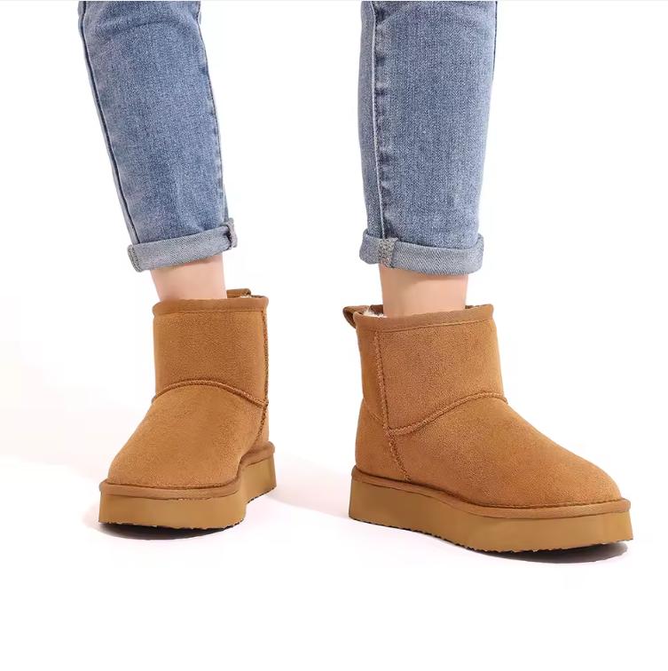 Eyriphy Schneestiefel für Damen Wildleder Winter Warme Stiefel Wasserdicht Damen Schneestiefel Memory Foam Knöchelboot Trendige Schuhe für Damen