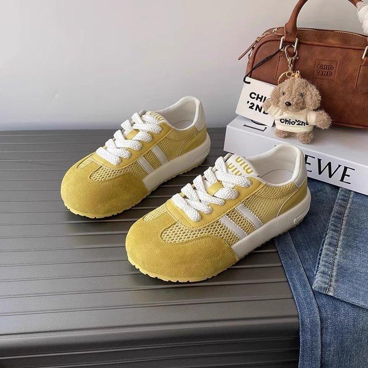 [Amano] Genuine leather German training shoes women's 2025 summer thick-soled breathable mesh soft-soled versatile casual sports shoes