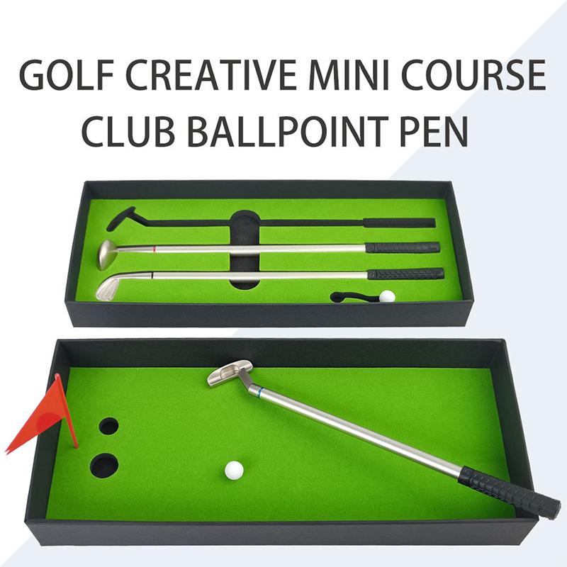 Promotion Original Fun Table Toys Metal Mini Golf Pen Gift Set Office Golf Business Putting Gifts Executive Gifts