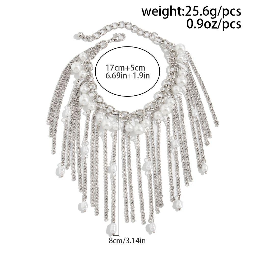 Exaggeration Chain Bracelet Silver Color Hand Jewelry Creative Gift Long Tassel Bracelet