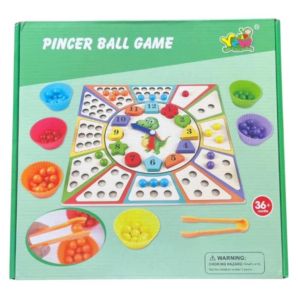 Pinzetten-Ballspiel - Holz-Feinmotorik-Spielzeugset mit 78 bunten Bällen & 12 Formen, Pädagogische Montessori-Aktivität für Kinder ab 3 Jahren