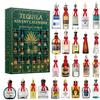 Calendar Advent de Crăciun Sticlă de Tequila Cu Decorațiuni Plate Acrilice Pentru Schimb de Cadouri de Sărbători