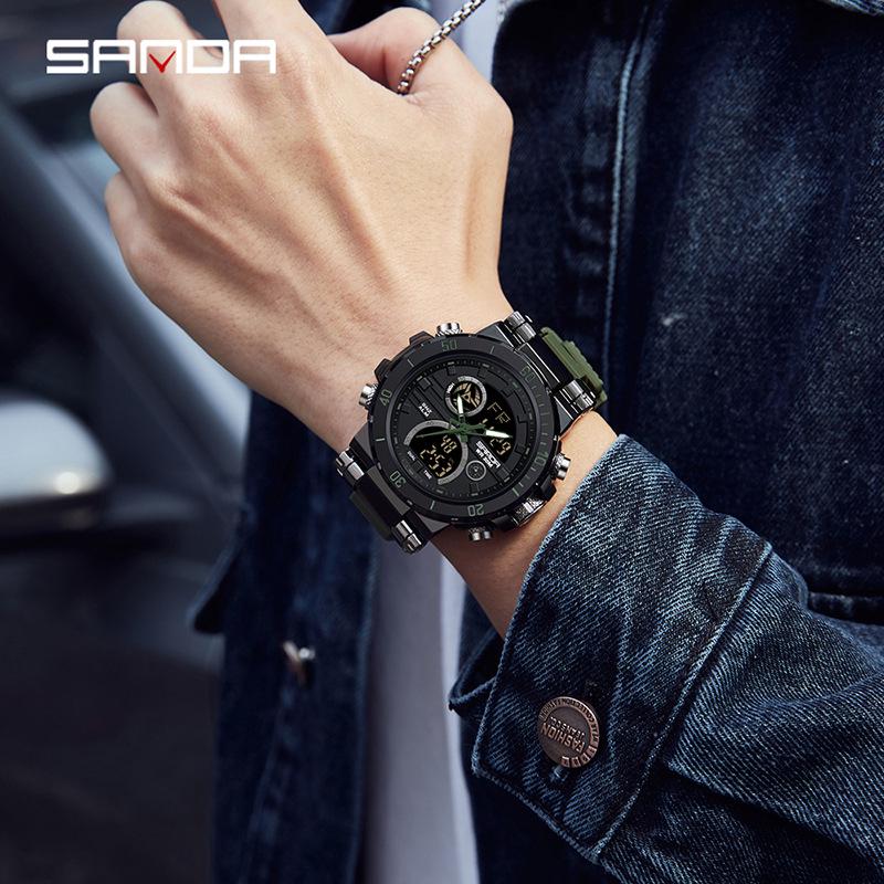 SANDA Men's Waterproof Sporty Digital Watch - Trendy, Cool, and Multifunctional for Teenagers and Students