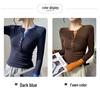 American Color Block Fashion Faux Two-Piece Long Sleeve Slimming Autumn Top
