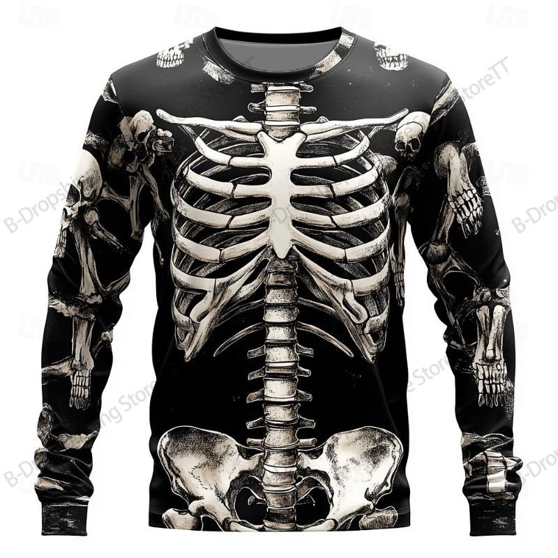 2026 Nieuw Schedel Mannen Grafisch Skelet Lange Mouwen T-shirt Halloween 3D Print T-shirt Mannen Vrouwen Mode Hip Hop Harajuku Tops T-shirts